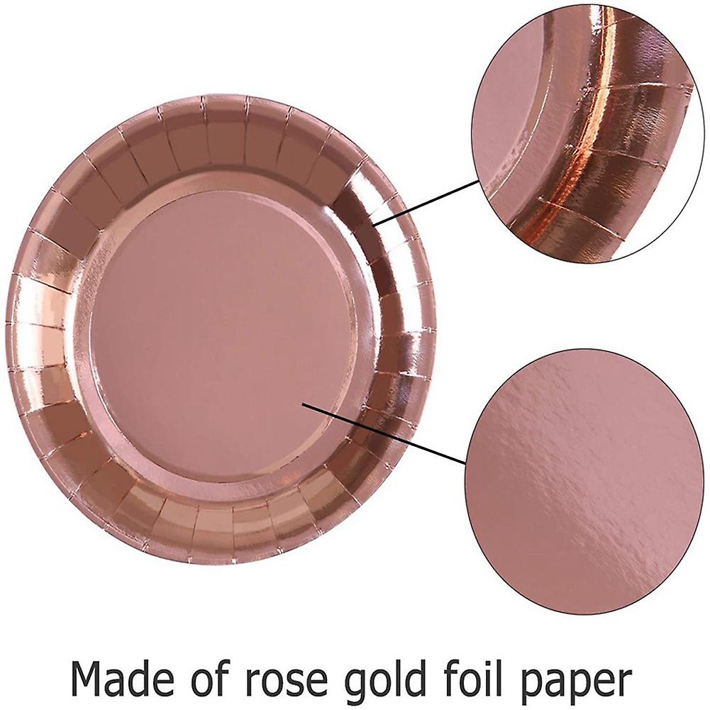 146pcs Rose Golden Paper Cups Plates Straws Set Tableware Birthday Party Decor Wedding Tableware Black