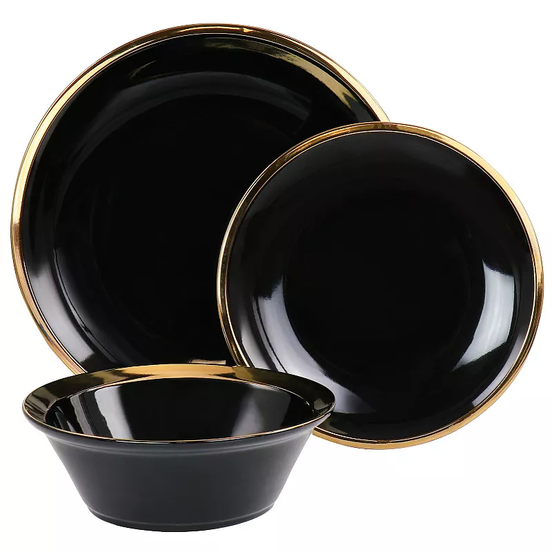 Gibson Home Premier Gold 12 Piece Fine Ceramic Dinnerware Set