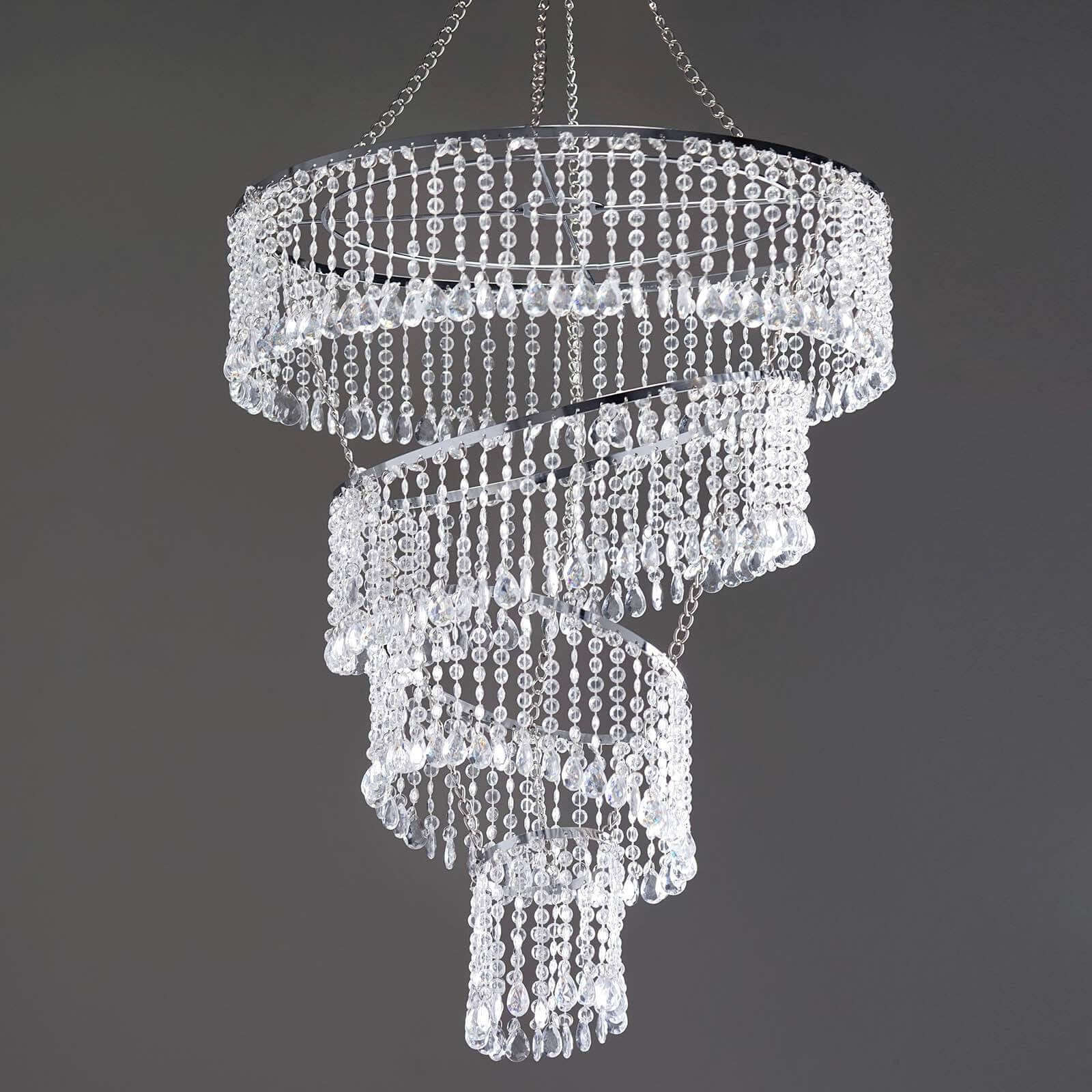 4-Tier Acrylic Diamond Crystal Chandelier Hanging Pendant Lighting Chandelier 24