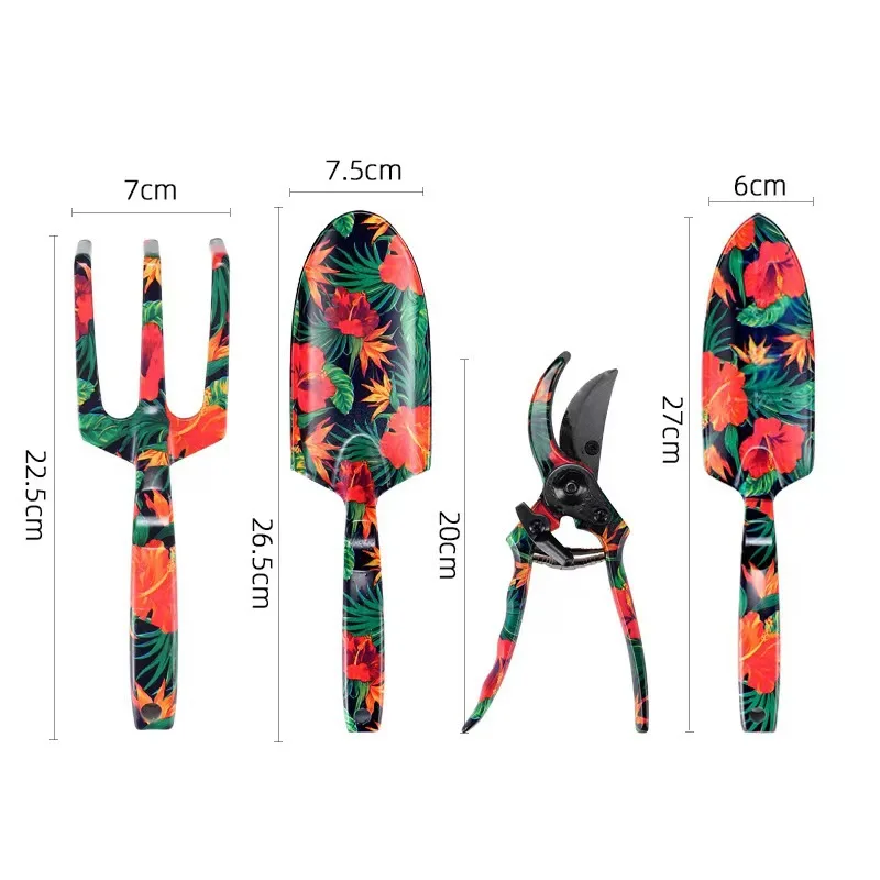 Gardening Tools Aluminum oy Bonsai Tools Sunflower Print Garden Tools 3 Piece Trowel Pruning Shear Cultivator