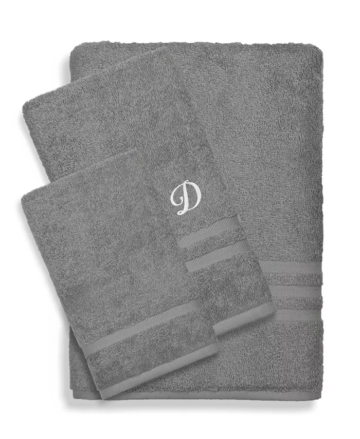 Linum Home Textiles Turkish Cotton Personalized Denzi Gray Towel Collection