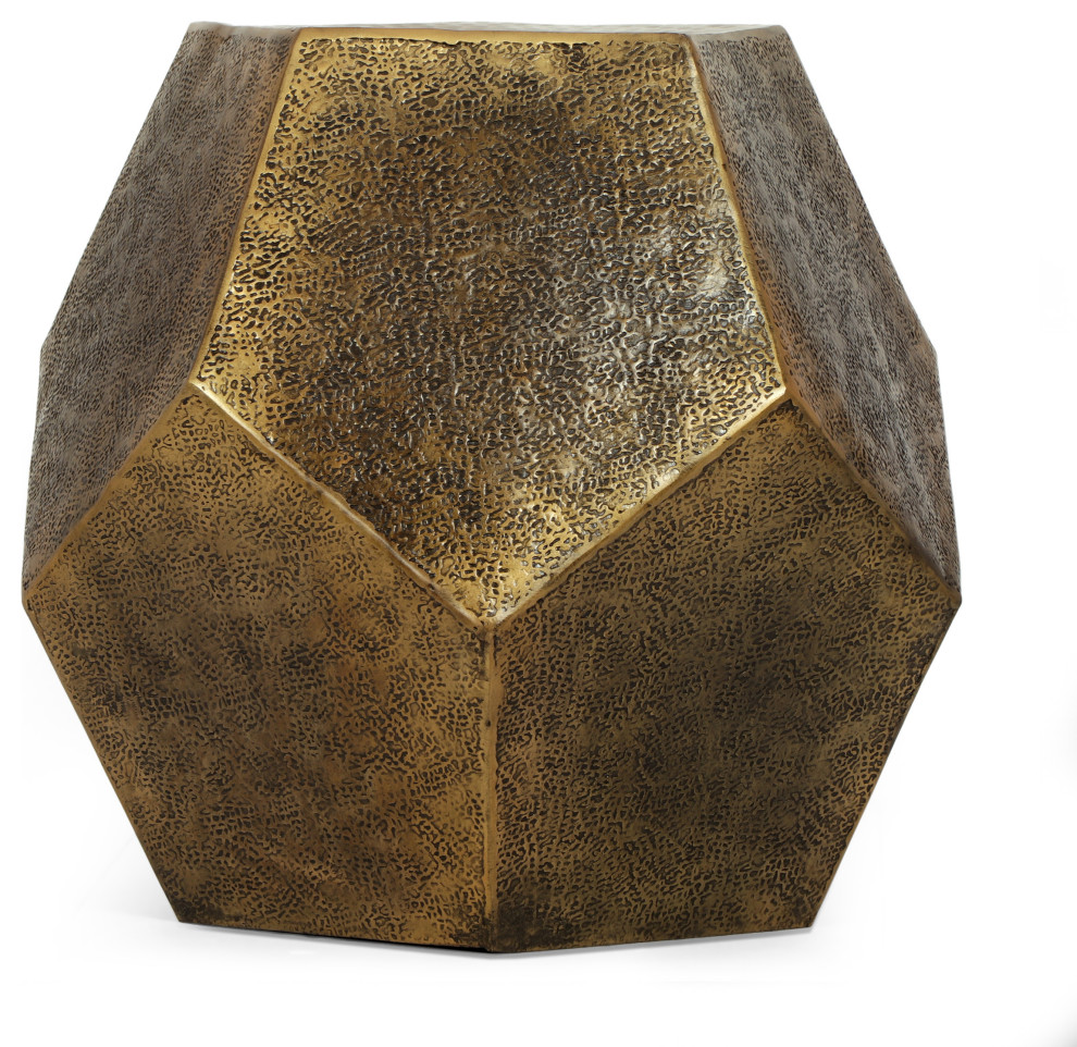 Lippert Modern Glam Handcrafted Aluminum Pentagonal Accent Table  Antique Gold   Contemporary   Side Tables And End Tables   by GDFStudio  Houzz