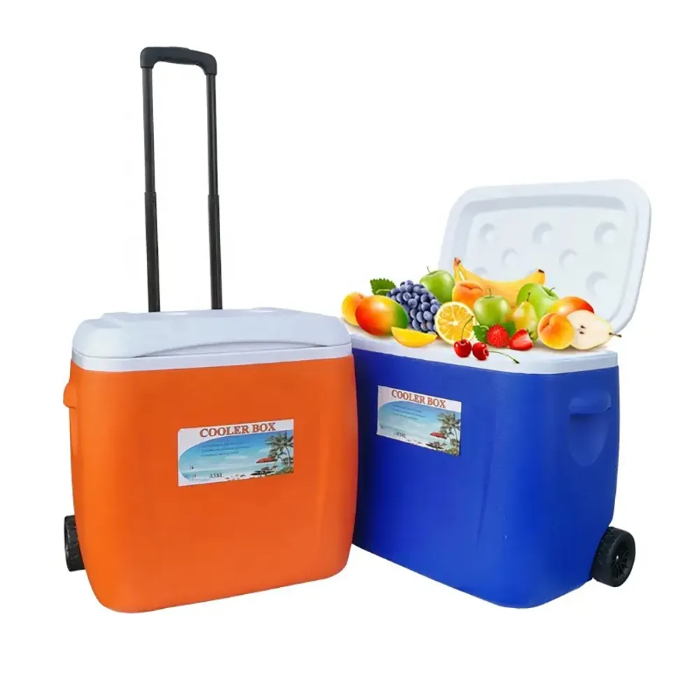 Portable Outdoor Plastic Folding Storage Camping Cooler Box with Wheels