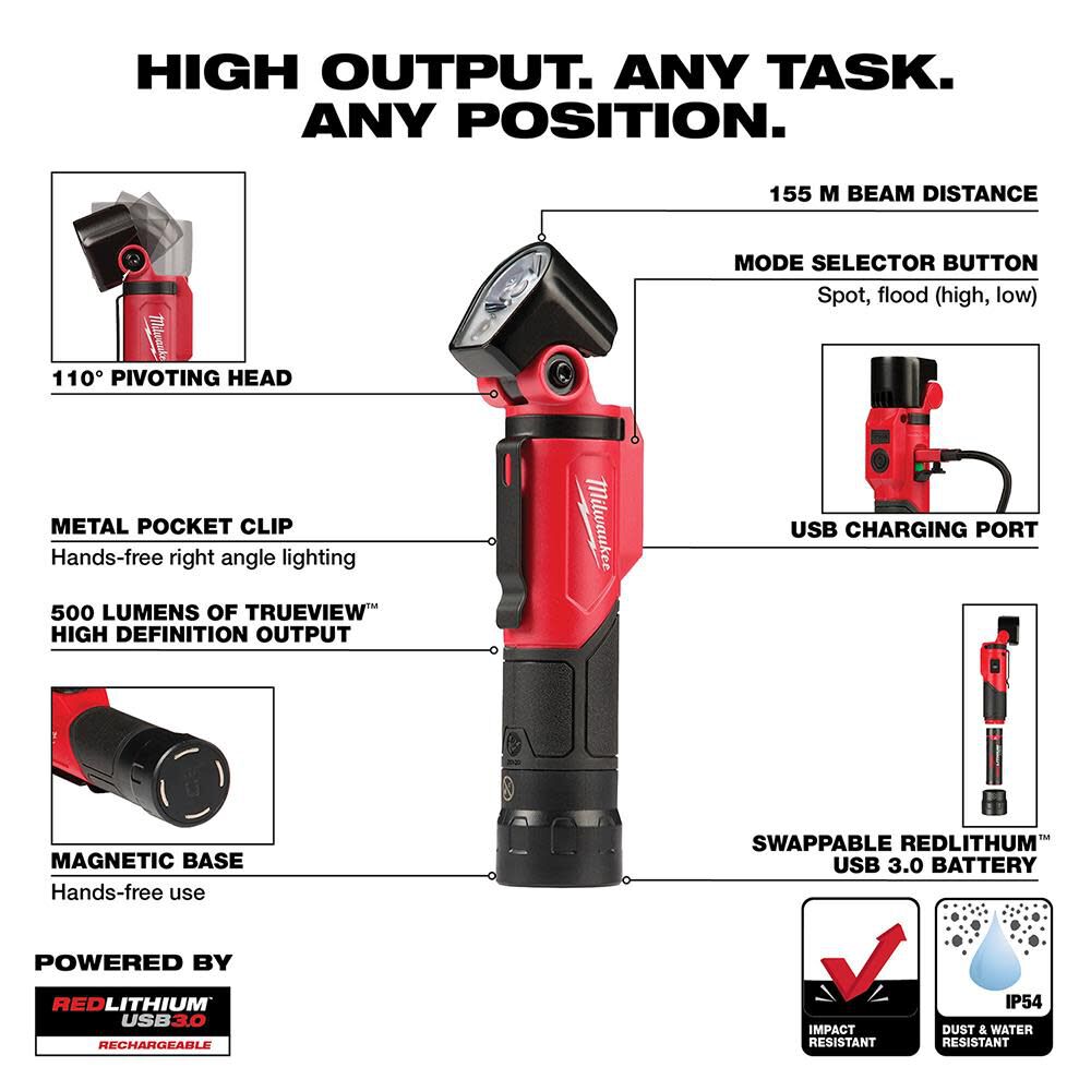 MW USB Rechargeable Pivoting LED Flashlight 2113-21 from MW