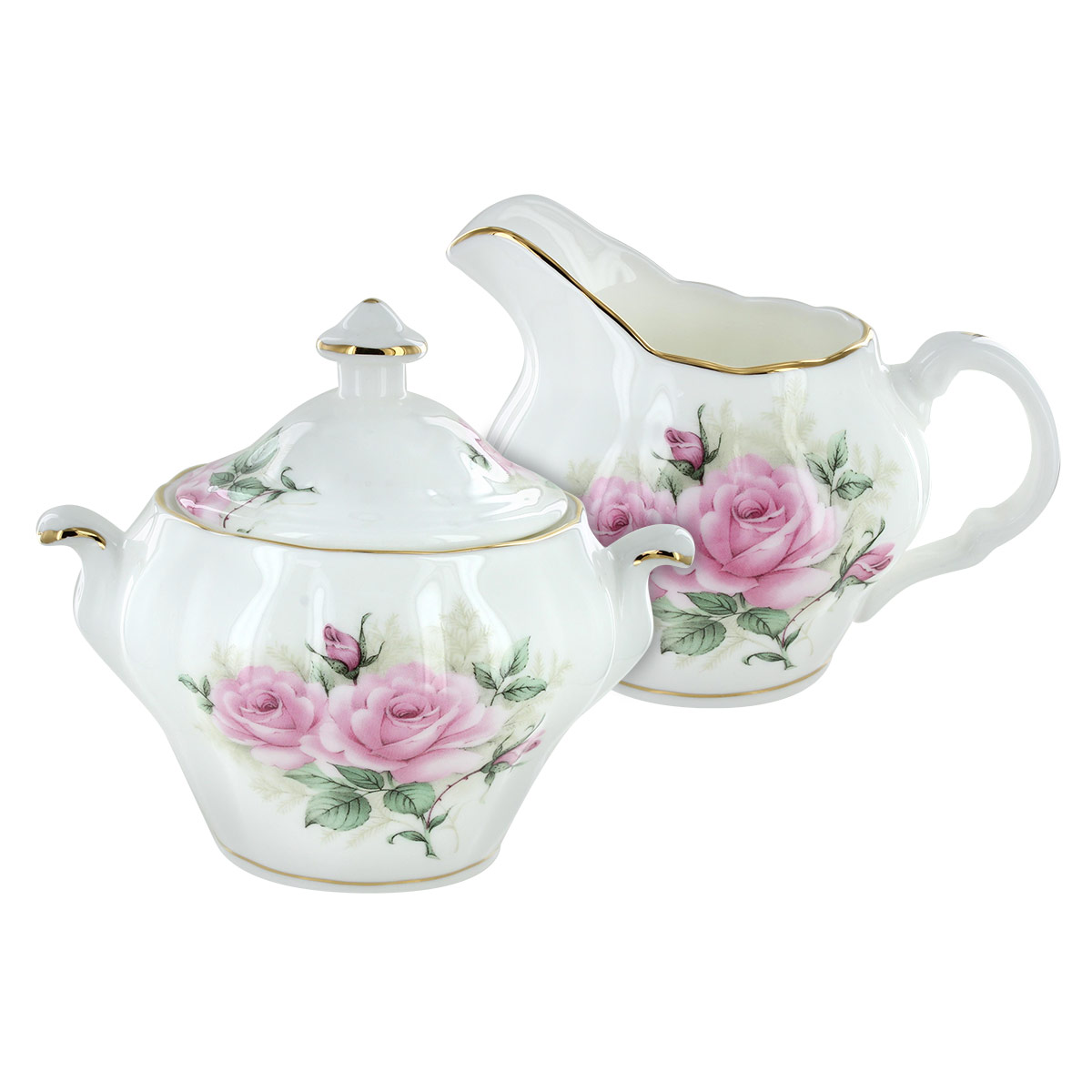 Coastline Imports Rose Bouquet Bone China - Sugar and Creamer Set Other