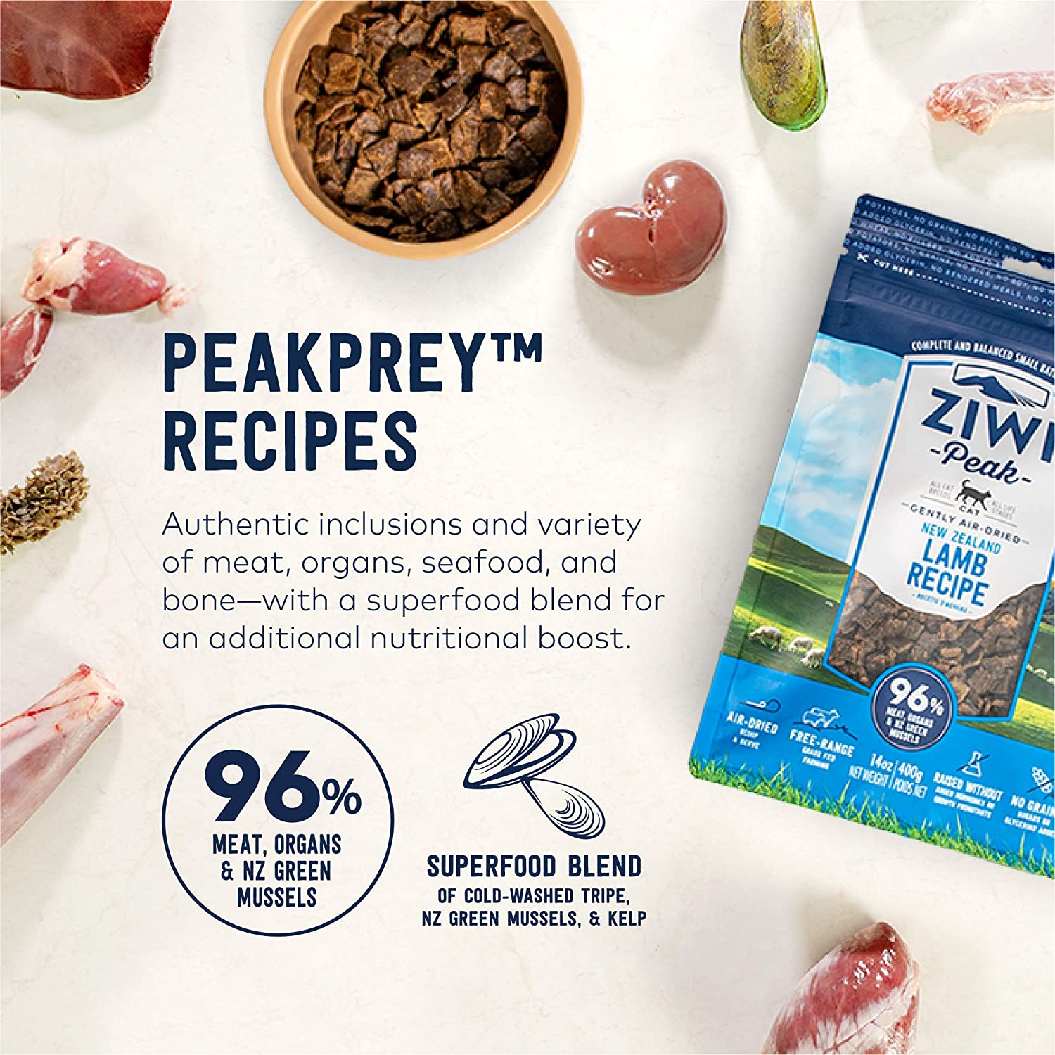 Ziwi Peak Air Dried Grain Free Mackerel  Lamb Cat Food