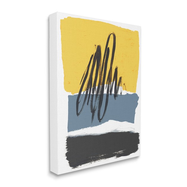 Stupell Industries Abstract Squiggle Over Vibrant Shapes Yellow Blue