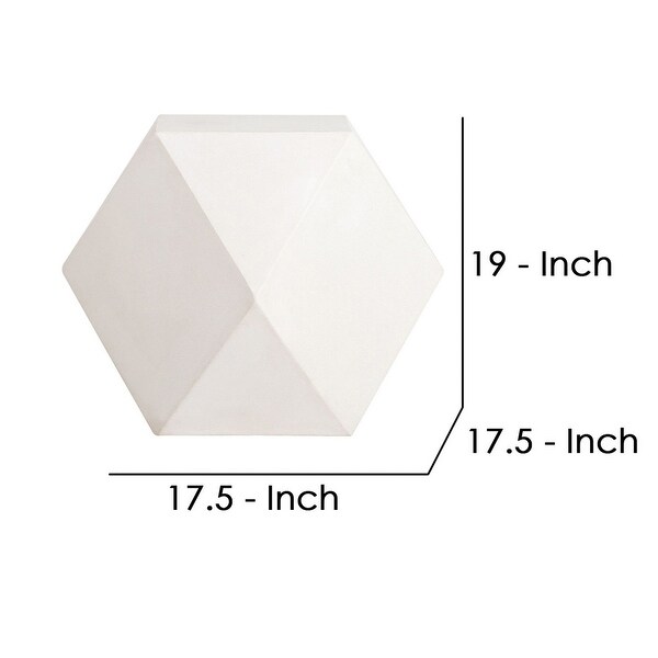 Geometric Shape Concrete Accent Table with Faceted Sides， Cream