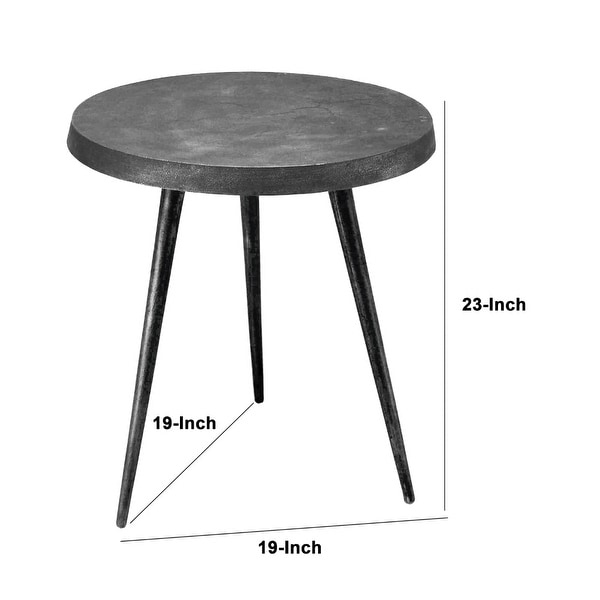 23 Inch Round Modern Minimalist Metal Side Table with Tripod Base， Charcoal Black - 18.75 L x 18.75 W x 22.5 H Inches