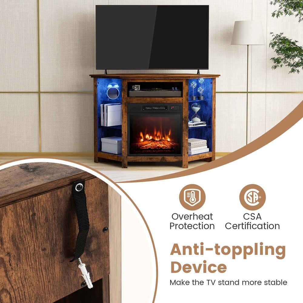 Costway Fireplace TV Stand w/ Led Lights   18\