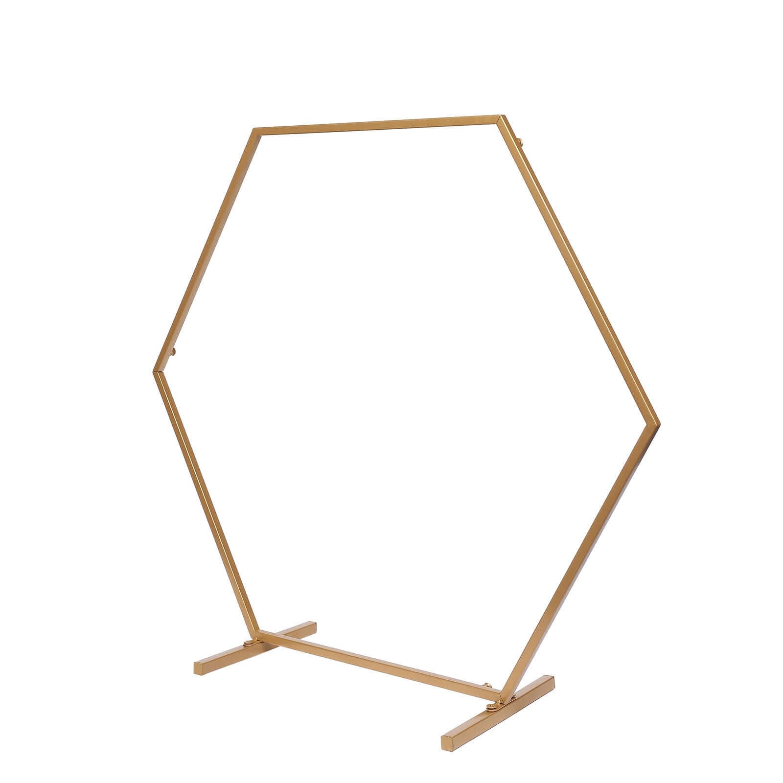 Gold Metal Hexagon Table Wedding Arch Centerpiece Stand, Geometric Self Standing Flower Balloon Frame 24