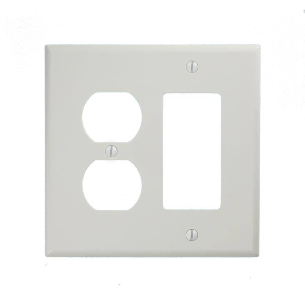 Leviton White 2-Gang 1-DecoratorRocker1-Duplex Wall Plate (1-Pack) R52-PJ826-00W