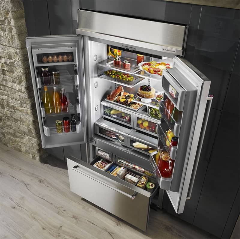 KitchenAid 42 Stainless Steel Built-In French Door Refrigerator With Platinum Interior Design