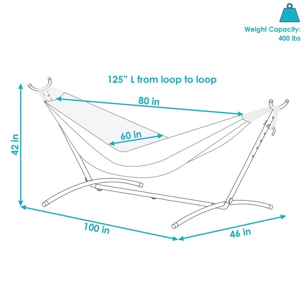 Sunnydaze Large Double Brazilian Hammock With Stand And Carrying Case 400 Lb Weight Capacity