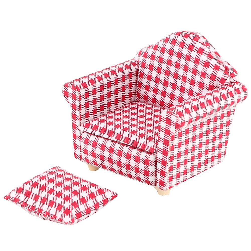 Miniature Single Sofa Couch Armchair With Pillow For 1:12 Dolls Diy Dollhouse Accessories (#1)