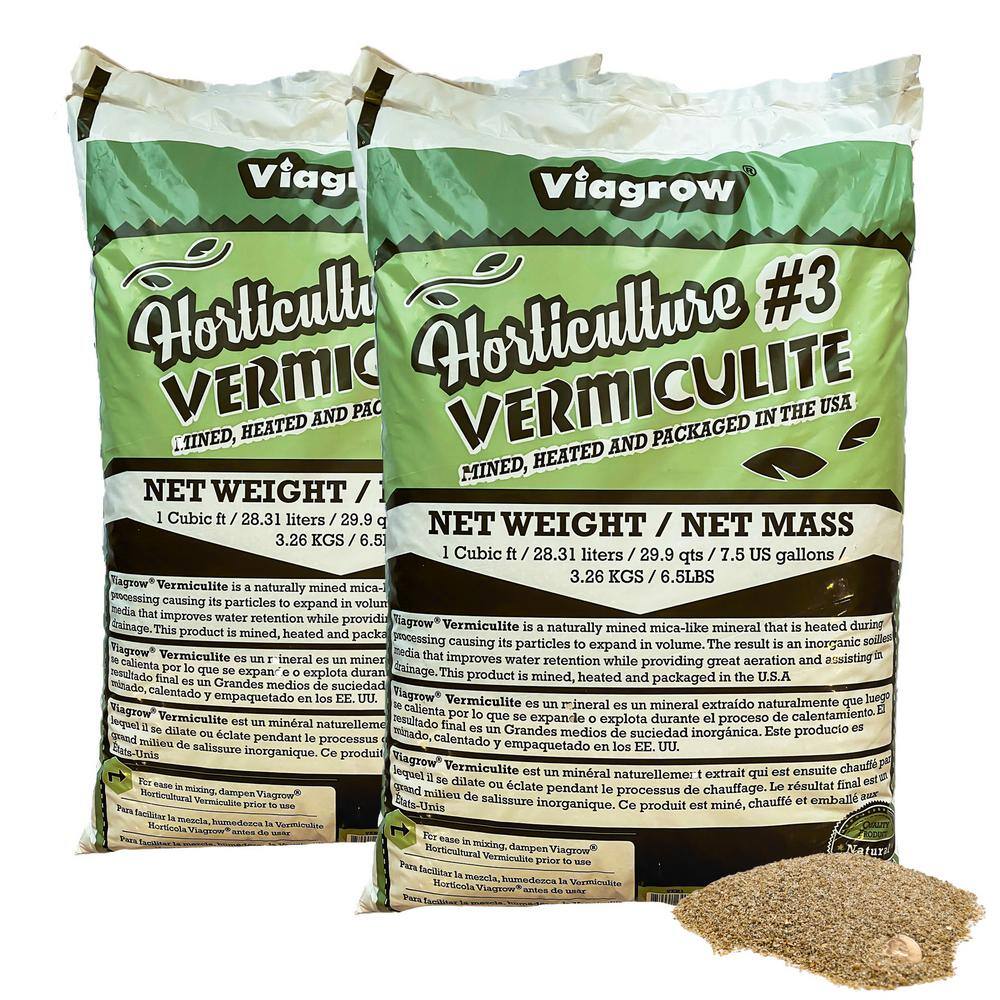 Viagrow 1 cu. ft. 7.5 Gal.28.25 l Horticultural Vermiculite (2-Pack) VR1-2