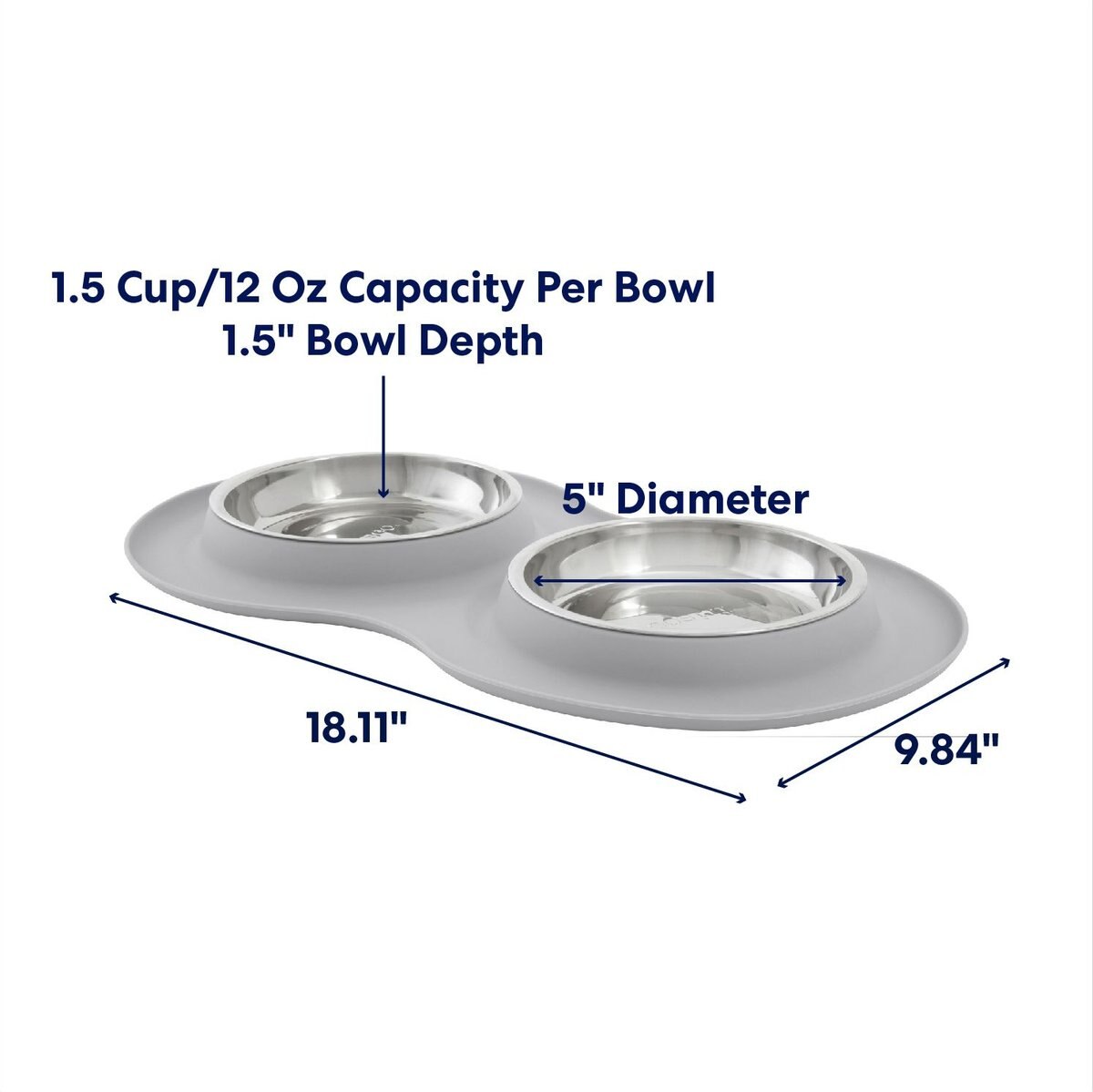 Frisco Double Stainless Steel Pet Bowl with Silicone Mat