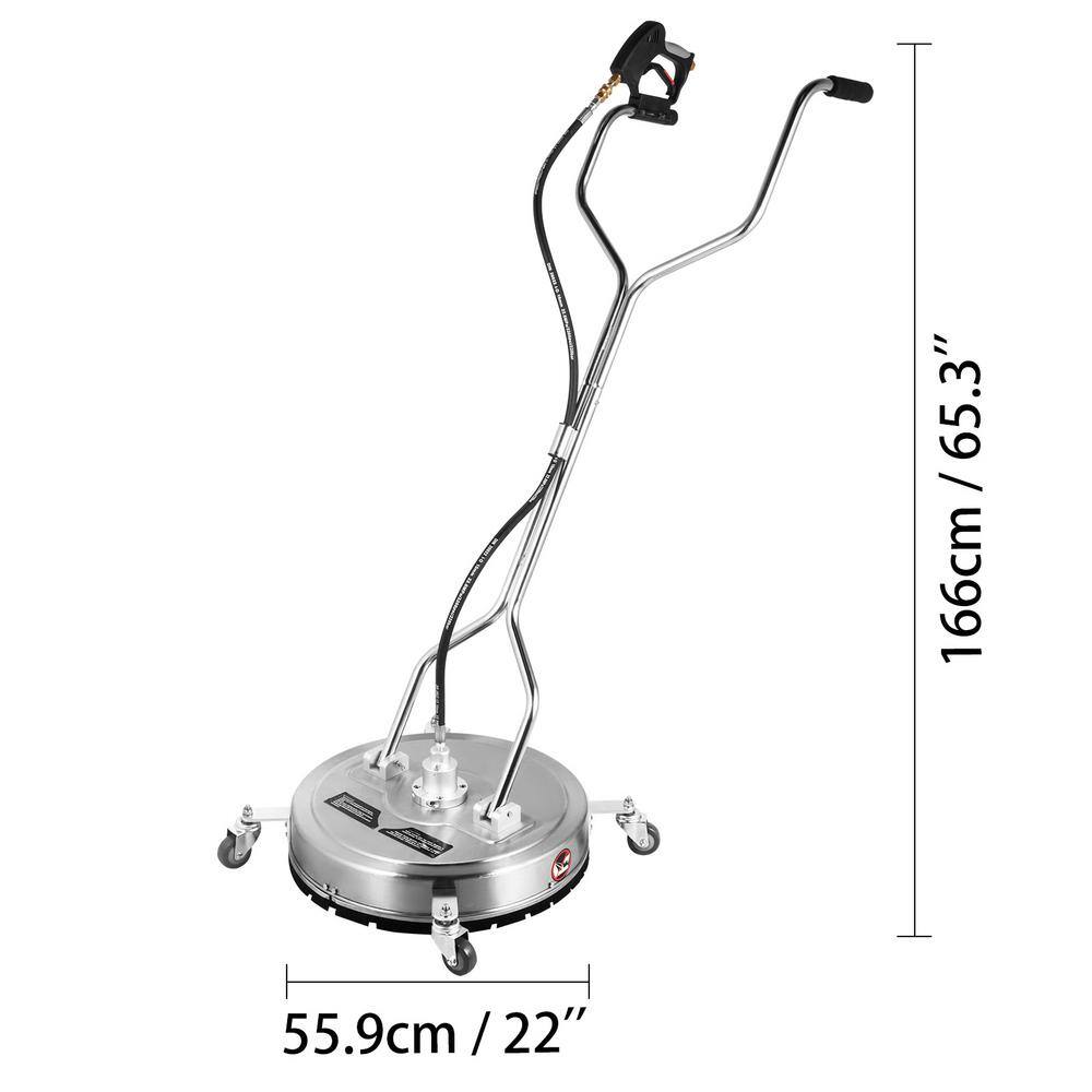 VEVOR Surface Cleaner 22 in. Flat Surface Cleaner with Casters  3 Nozzle 10.5 GPM for Pressure Washer 4000 psi Pressure QDXDJ22CDJL000001V0