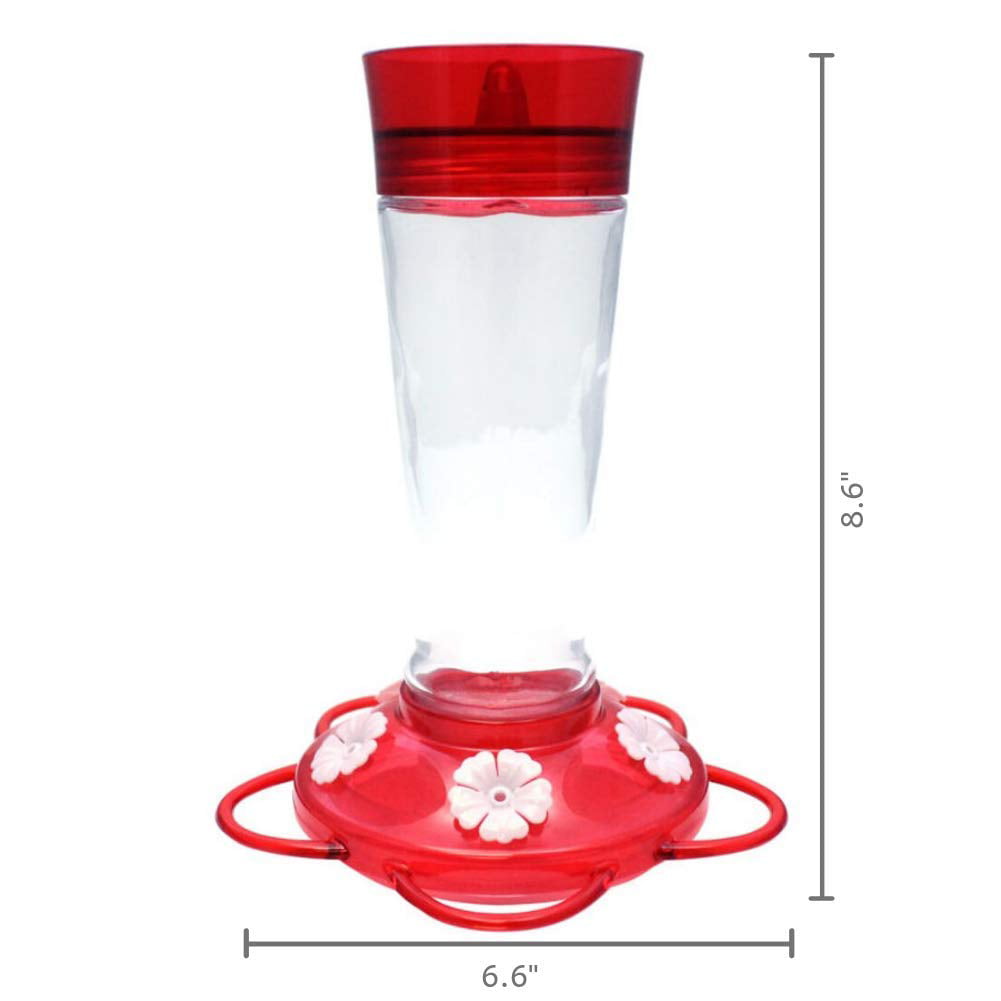 More Birds Ruby Glass Bottle Hummingbird Feeder， 10-Oz Nectar Capacity