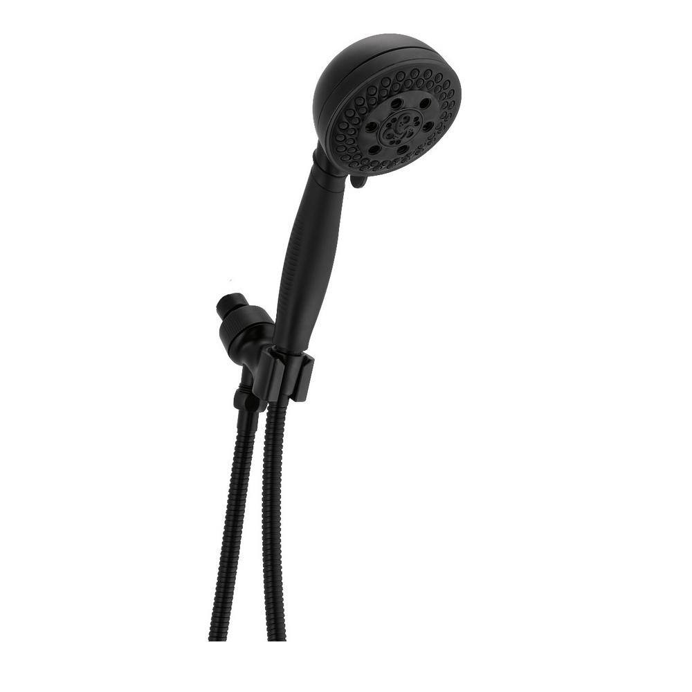 Delta 5-Spray Patterns 1.75 GPM 4.09 in. Wall Mount Handheld Shower Head with H2Okinetic in Matte Black 54445-BL-PK