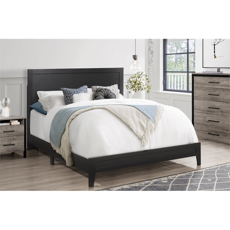 Home Square 2-Piece Set with Queen Platform Bed & Dresser with Lock in Black