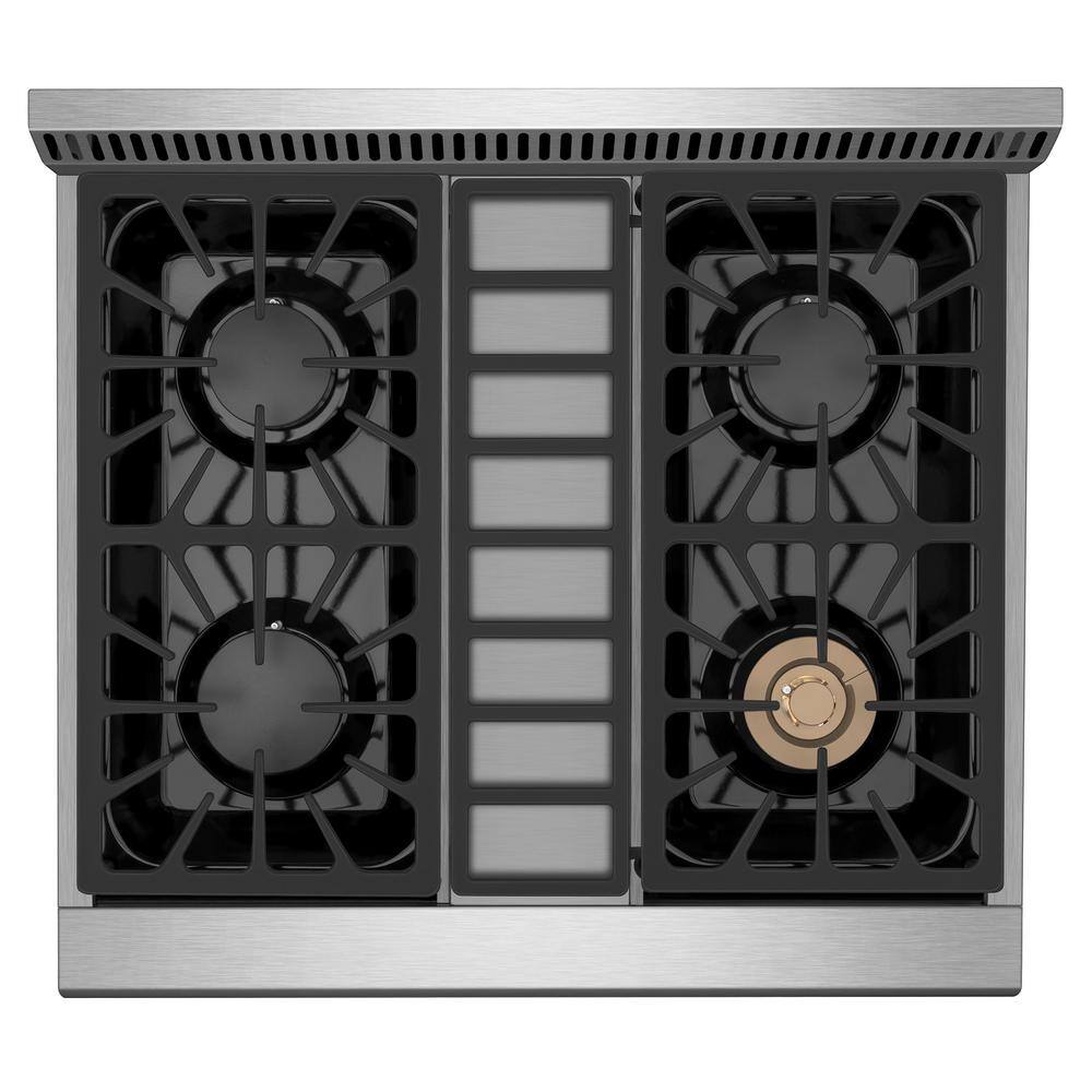 Empava 30 in. 4.2 cu. ft. Single Oven Slide-in Gas Range with 4 Burners in Stainless Steel EPA-30GR03