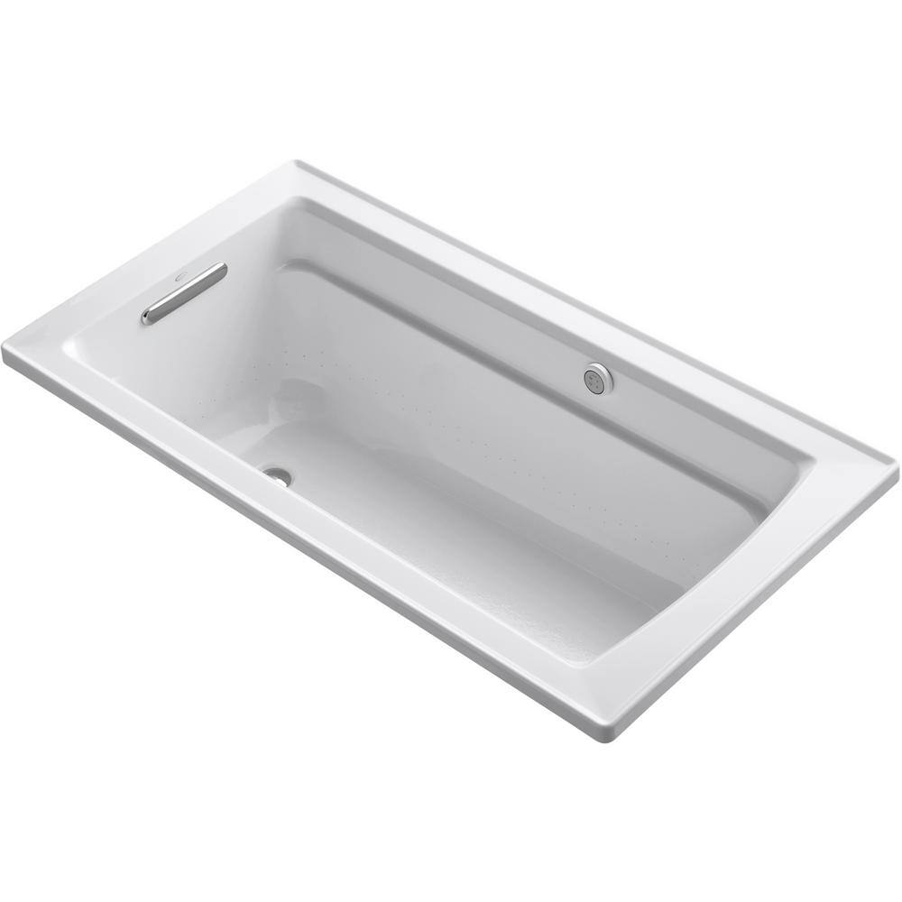 KOHLER Archer 60 in. Rectangular Drop-in Air Bath Bathtub in White K-1122-GH-0