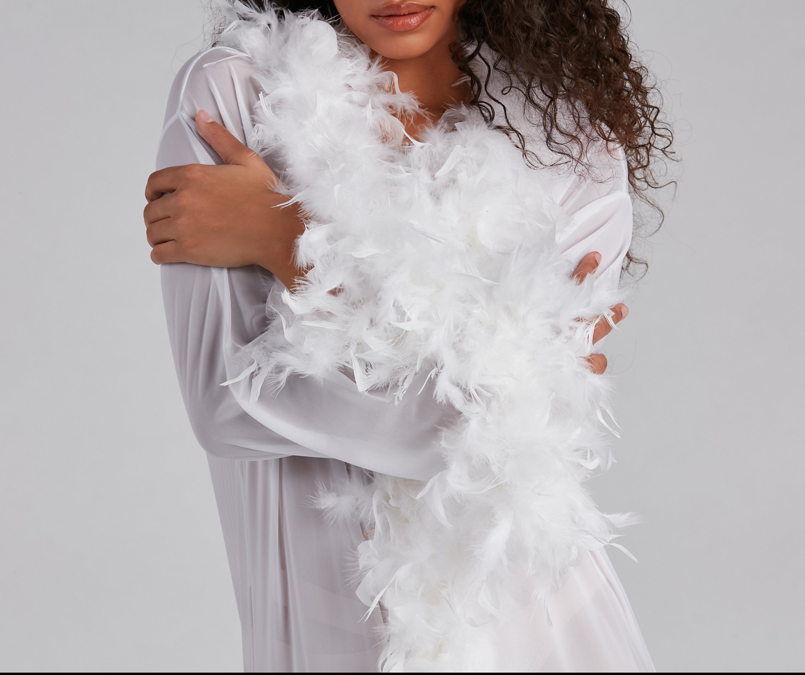 Always Extra Feather Trim Long Robe