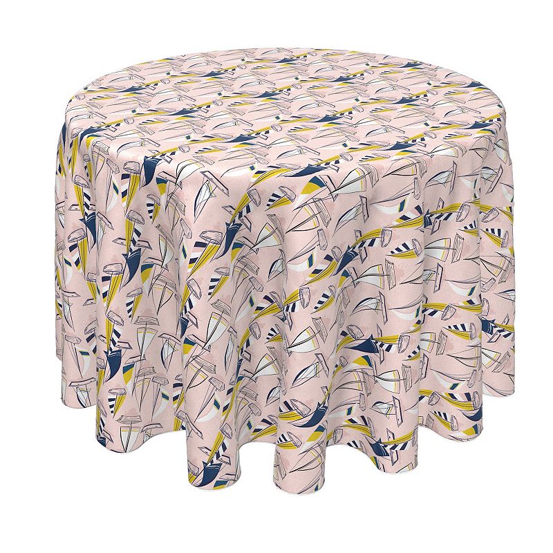 Round Tablecloth， 100% Polyester， 90 Round， Sailboats Pink