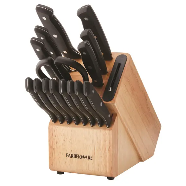 Farberware Edgekeeper 16-Piece Triple Rivet Block Set with Built in Knife Sharpener