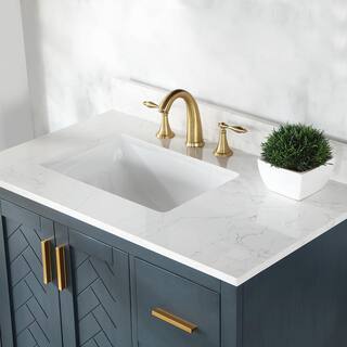 Altair Gazsi 36 in. W x 22 in. D x 34 in. H Bath Vanity in Classic Blue with Grain White Composite Stone Top 543036-CB-GW-NM