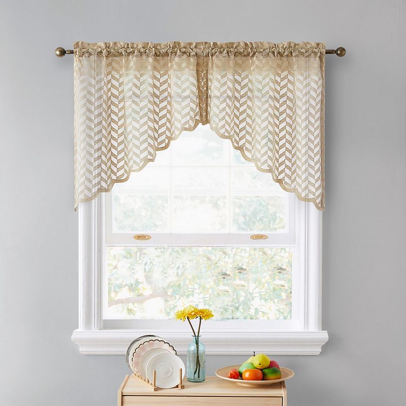 THD Herringbone Lace Sheer Rod Pocket Curtain Swags - Set of 2