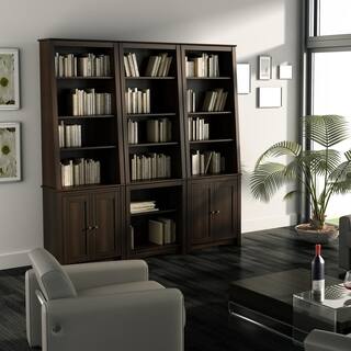 Prepac 80 in. Espresso Wood 4-shelf Standard Bookcase with Doors ESBH-0002-1