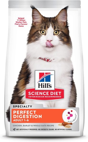 Hill's Science Diet Adult Perfect Digestion Chicken， Barley， and Whole Oats Recipe Dry Cat Food