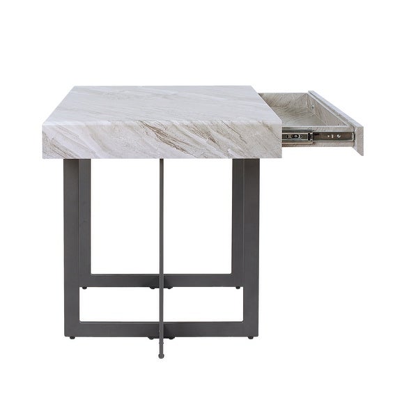 Granala Grey Faux Marble End Table with Drawer by Furniture of America