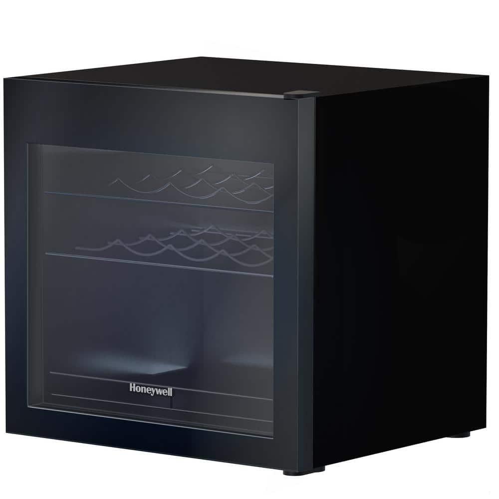 Honeywell 189 in Single Zone 14 Bottle Freestanding Countertop Wine Cooler in Black with Slide Out Wire Shelving