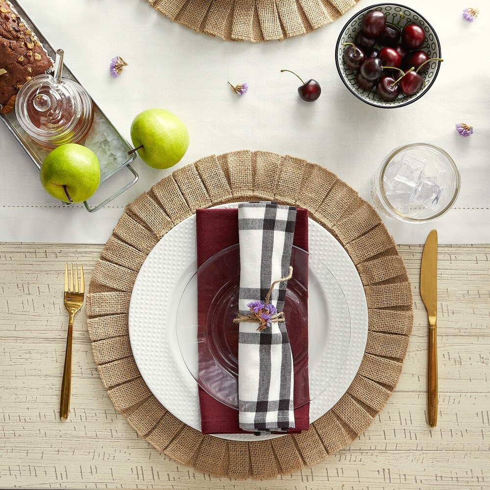 Jute Burlap Round Ruffle Placemat Set (Set of 6)   Placemat Set  15\