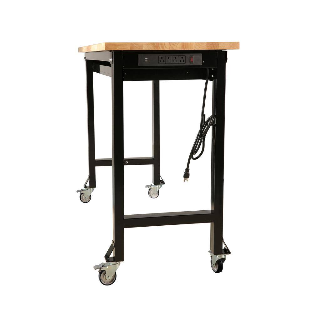 Frontier 5 ft. Workbench with Rubber Wood Top Single Drawer and Casters WB602201