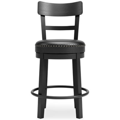 Signature Design by Ashley Valebeck 30.38 Faux Leather Pub Height Swivel Barstool， Black