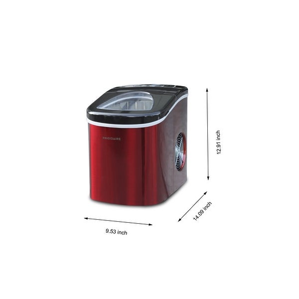 26 lb. Countertop Ice Maker EFIC117-SS， Red Stainless Steel