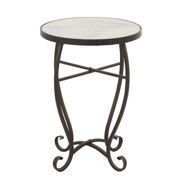 Cream Metal Traditional Accent Table 23 x 16 x 16