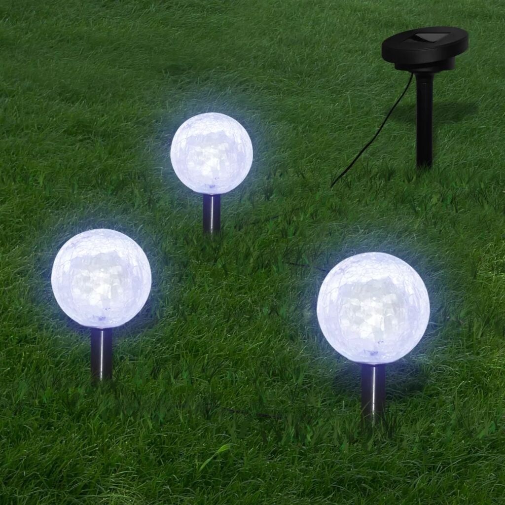 Solar Bowl 3 LED Garden Lights with Spike Anchors and Solar Panel