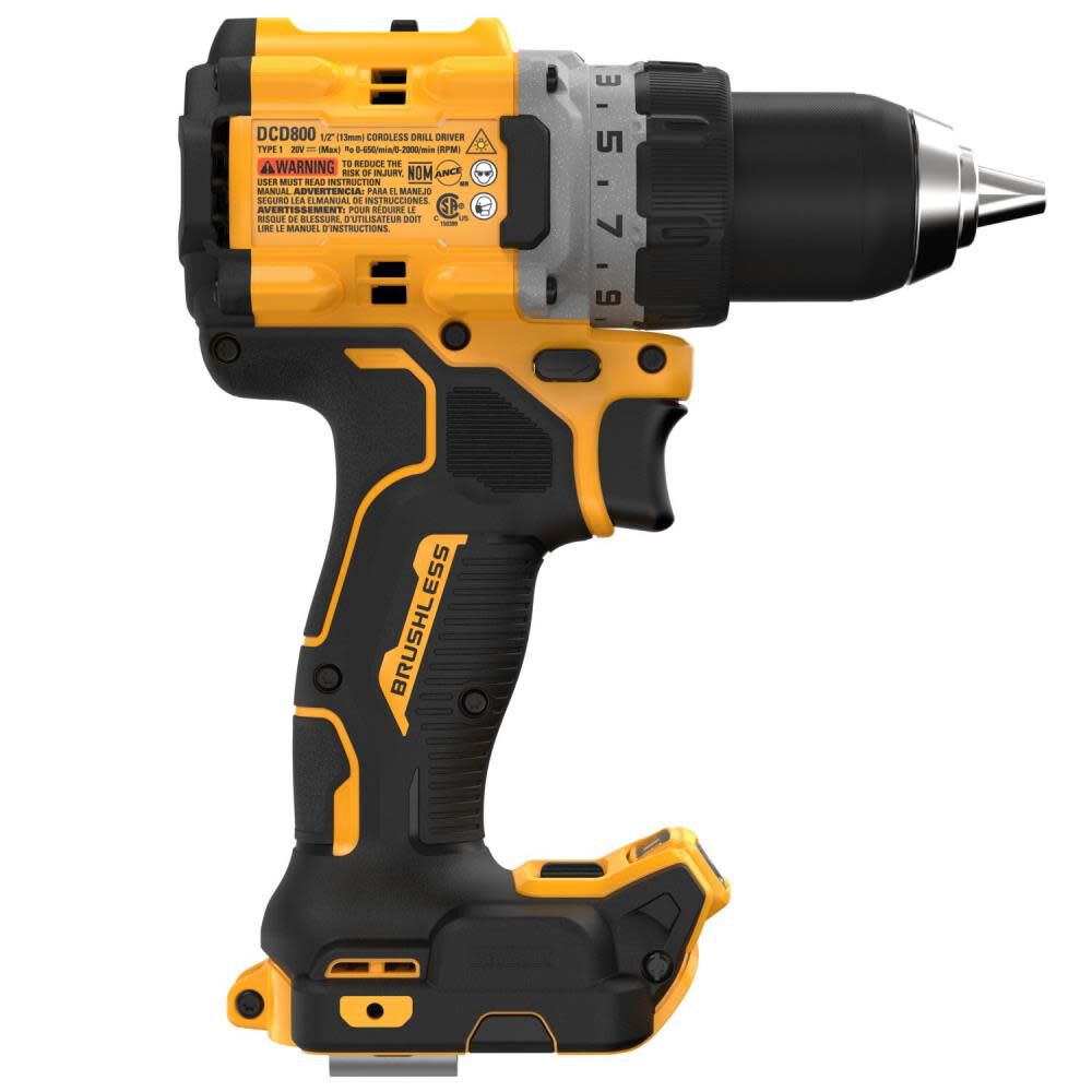 DW 20V MAX* XR Brushless Cordless 1/2 in. Drill/Driver Bare Tool DCD800B from DW