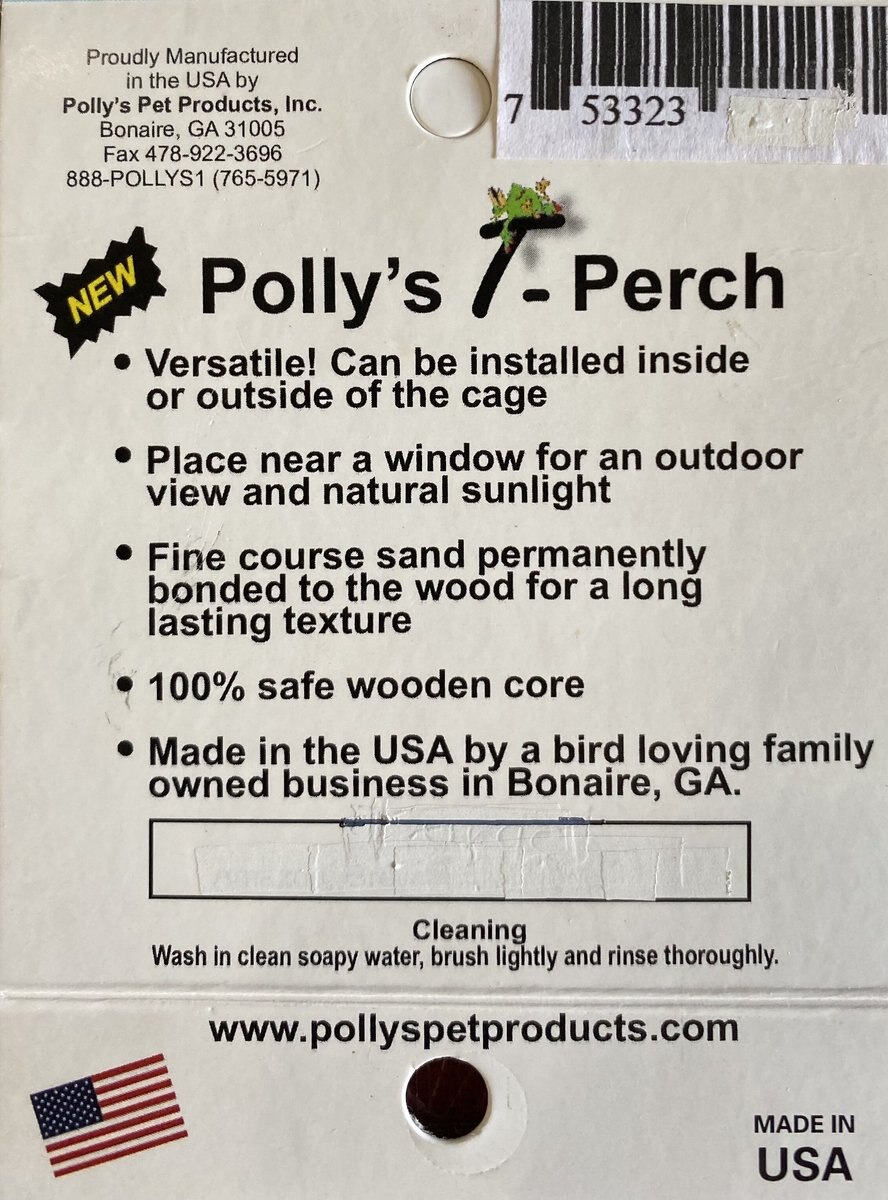 Polly's Pet Products T Perch Bird Perch