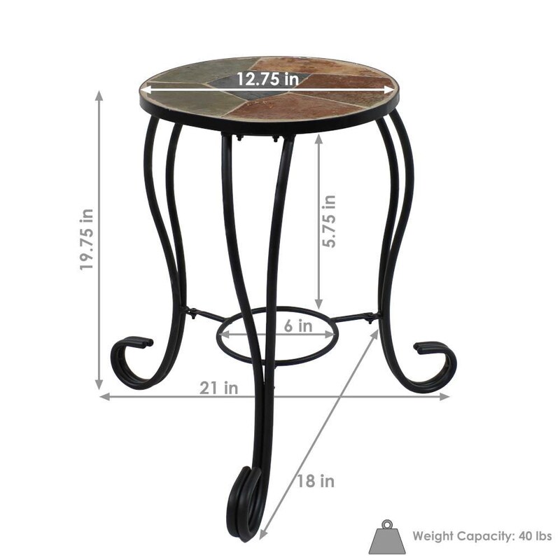 Ultimate Patio 12-Inch Mosaic Slate Tile Side Table