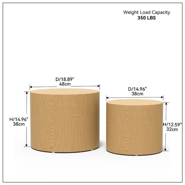 Nesting Table Set of 2 End Table MDF Coffee Table Walnut Veneer Side Table and Oak