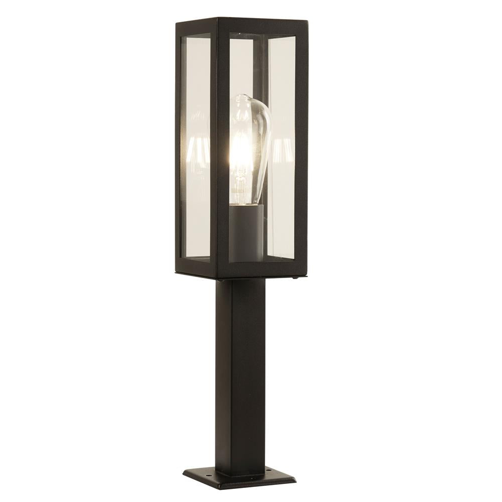 Searchlight 6441-450BK Box Black Outdoor Vintage Rectangle Lantern Pedestal Post Light 45cm