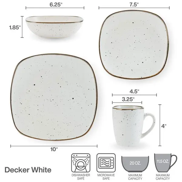 Pfaltzgraff 16-Piece Decker Square Dinnerware Set