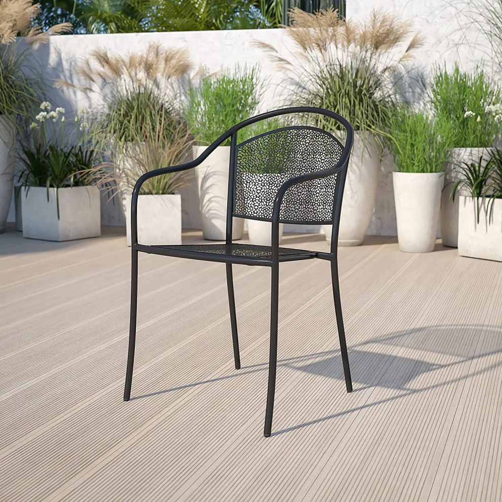 5 Pack Outdoor Dining Chair  Stackable Design With Mesh Round Back   Transitional   Outdoor Dining Chairs   by Decor Love  Houzz