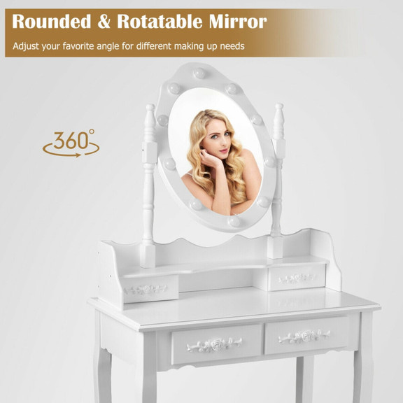 Costway 20781436 Makeup Vanity Dressing Table Set ...